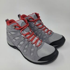 columbia womens hiking boots Size 6.5 M Gray Red Waterproof BLO833-088
